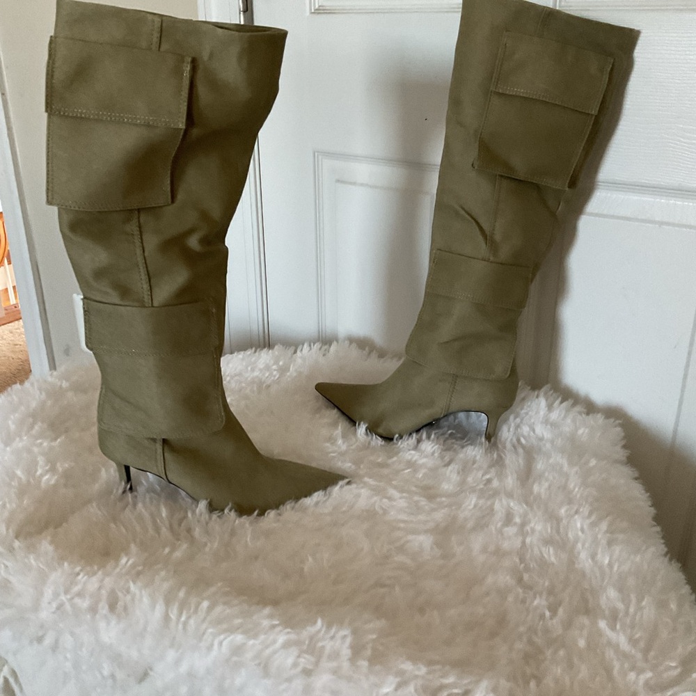 Zara Olive Heeled Boots